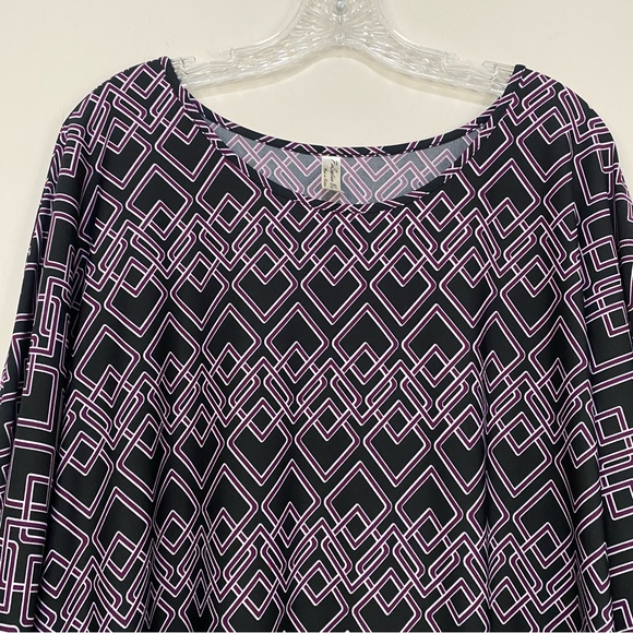 PERSEPTION WOMEN 3/4 Sleeve Front Tie Blouse Geometric Striped Plus Size 2X - Picture 6 of 8